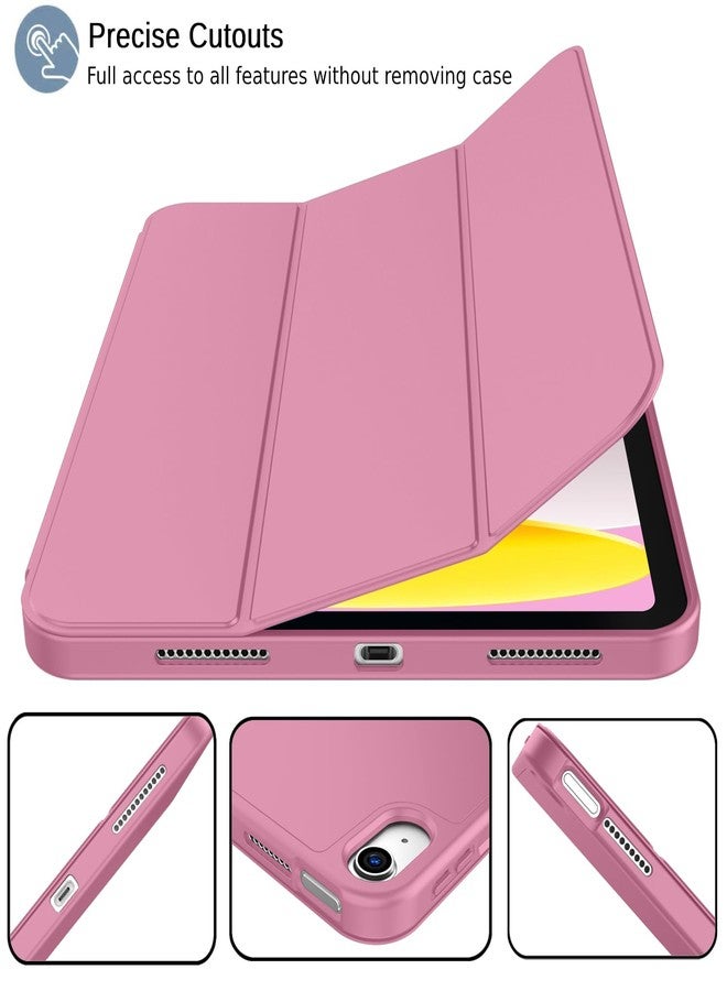 iMieet جراب iMieet الجديد لجهاز iPad من الجيل العاشر 2022 مقاس 10.9 بوصة مع حامل قلم، جراب ذكي ثلاثي الطي مع ظهر TPU ناعم، خاصية التشغيل/الإيقاف التلقائي (لون أحمر بنفسجي باهت جديد) - Image 2