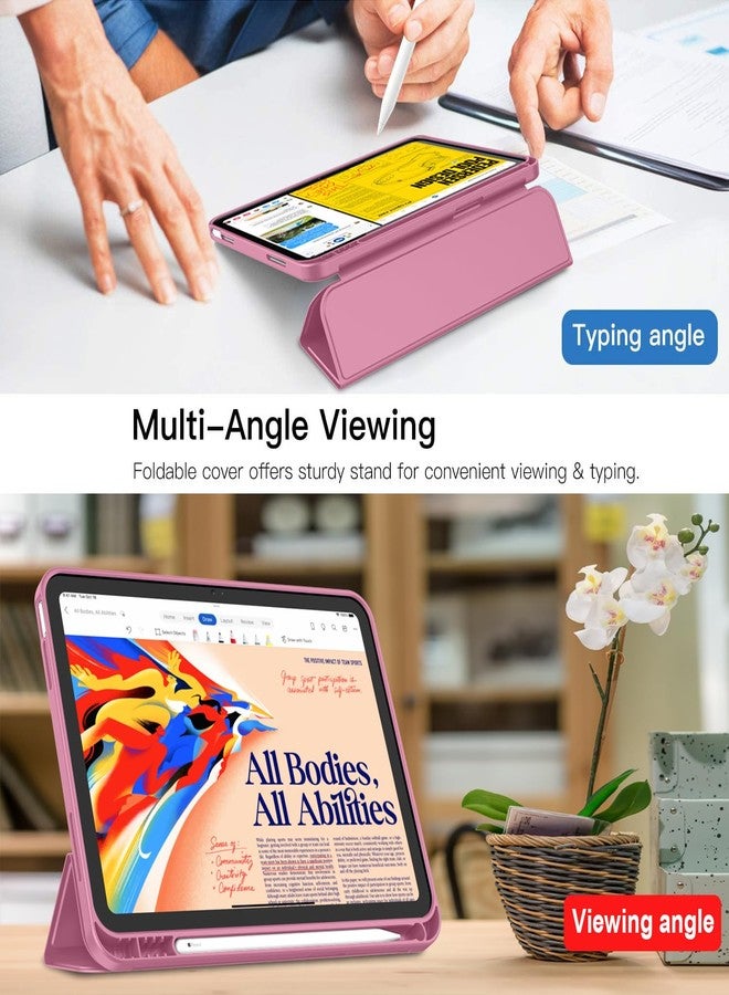 iMieet جراب iMieet الجديد لجهاز iPad من الجيل العاشر 2022 مقاس 10.9 بوصة مع حامل قلم، جراب ذكي ثلاثي الطي مع ظهر TPU ناعم، خاصية التشغيل/الإيقاف التلقائي (لون أحمر بنفسجي باهت جديد) - Image 3