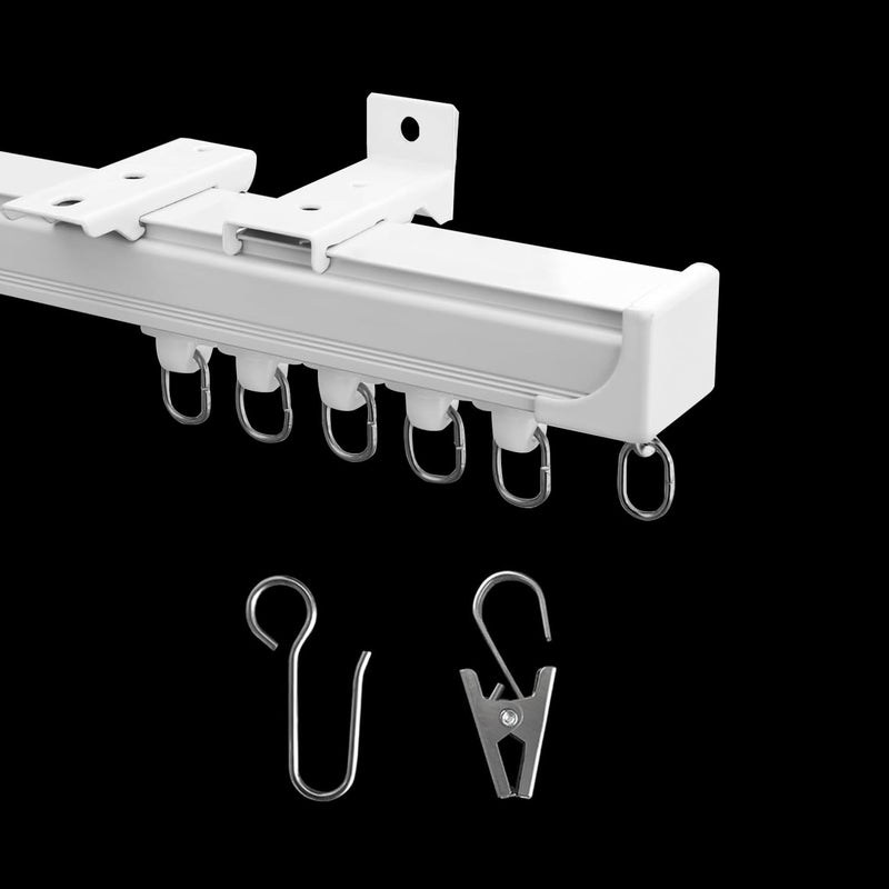 MaKefeile Ceiling Curtain Track, Heavy Duty Curtain Tracks System for Room Divider, Wall Mount Sliding Curtain Rail with Clip and Hooks Set for Living Room, Bedroom, Shower, Outdoor, White, 6ft-9ftï»¿ - Image 1