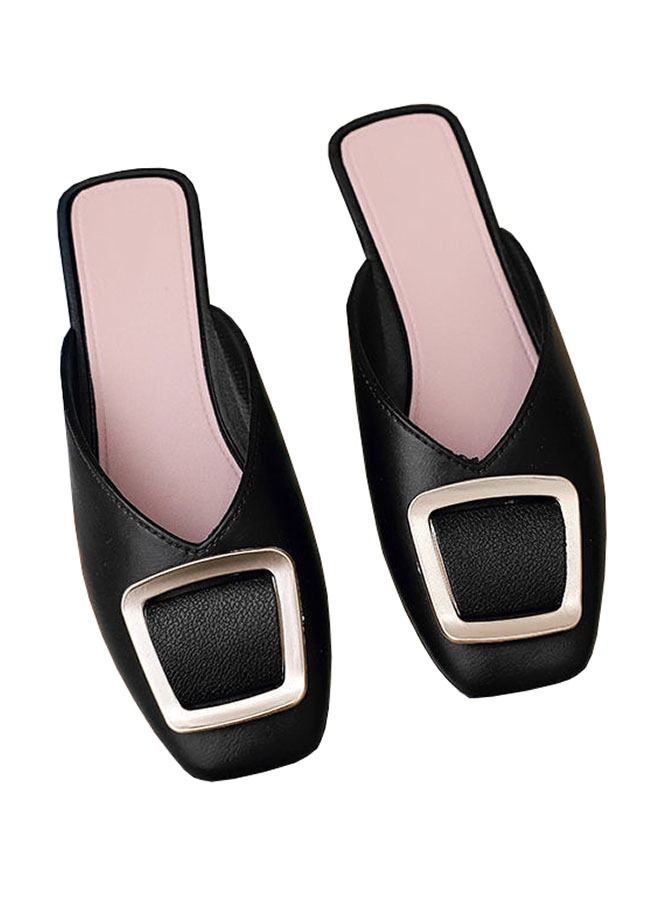 ZCM-HAPPY Ladies Fashion Square Buckle Baotou Slippers Outdoor or Indoor Flat Slipper Sandals - Image 1