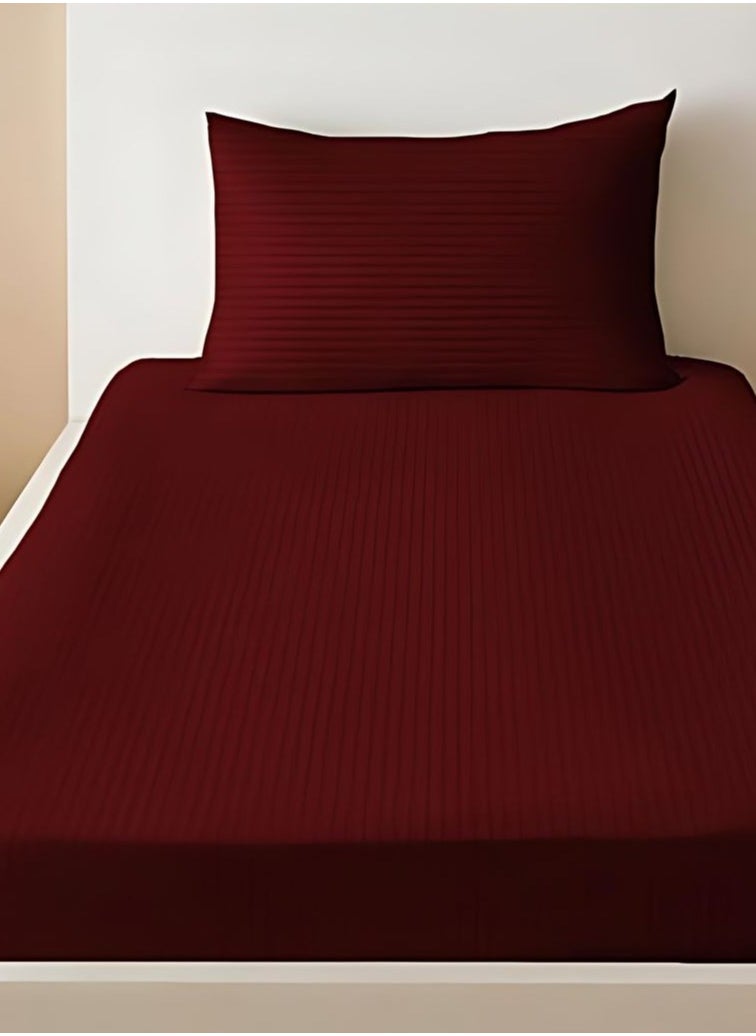 MAXQON - Deep Fitted Bed Sheet +2Pcs Pillow Covers, King/Queen/Double/Single Sizes, Color Maroon, Depth 30cm - Image 1