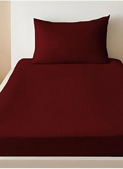 MAXQON Deep Fitted Bed Sheet +2Pcs Pillow Covers, King/Queen/Double/Single Sizes, Color Maroon, Depth 30cm  - Image 4