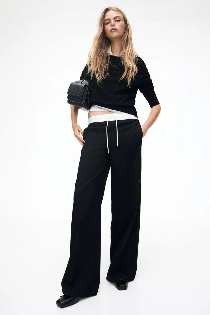 اتش اند ام بنطلون بحبل مع ساق بدرزات