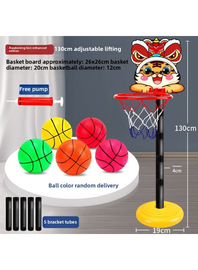 Basketball Stand Children's Home Indoor Adjustable Mobile Adult Standard Basketball Frame Youth Basketball Stand Toy-Color:Five Balls For Fun-Specifications:Vertical Xingshi [can Rise To 130cm] Free Accessories - Image 1