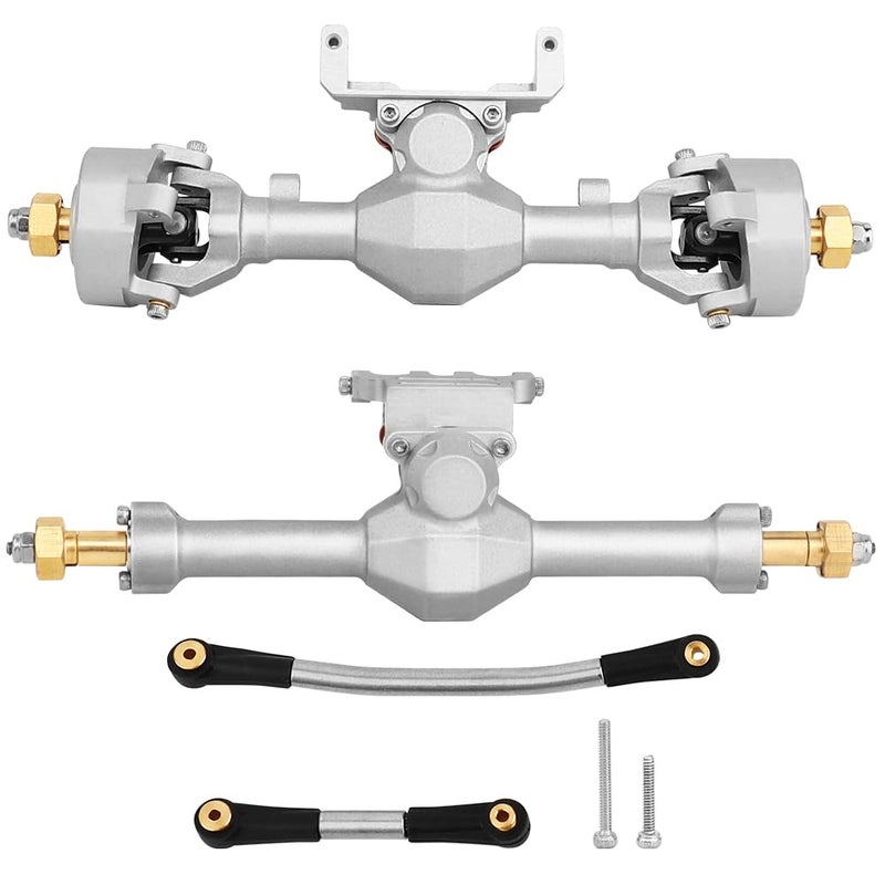 Pothyes Diamond Shape SCX24 Aluminum Axle Upgrades for Axial SCX24 Deadbolt C10 JLU Gladiator Bronco 124 RC Crawler Silver - Image 2