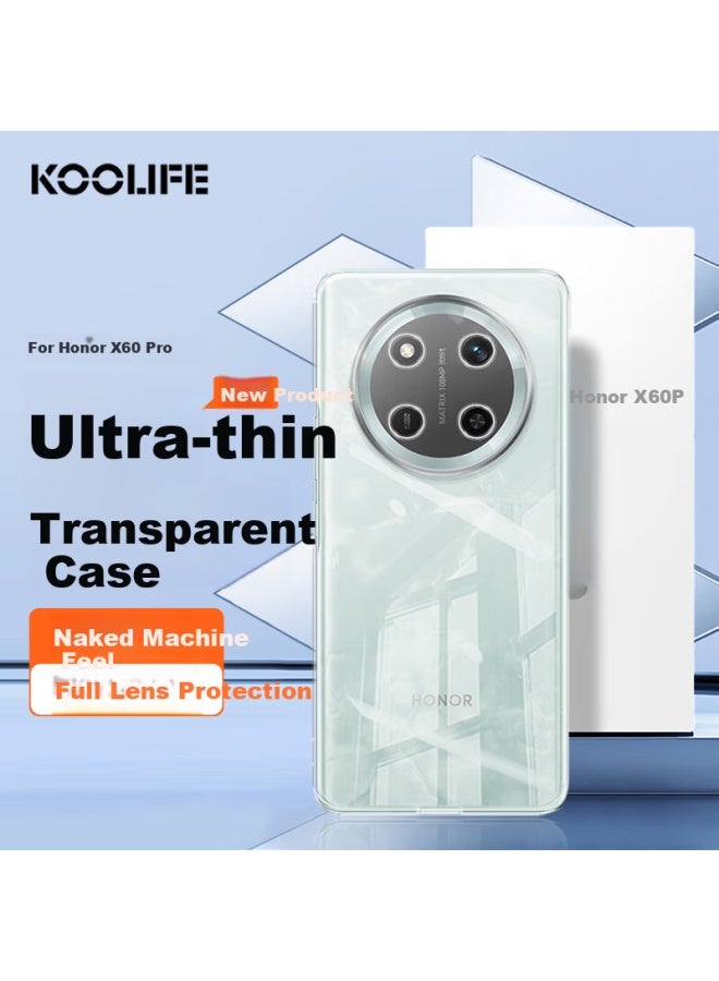 Koolife Compatible With Honor X60 Pro Phone Case, Honor X60 Pro Phone Cover, Full Lens Protection, Simple Skin-friendly Transparent Soft Case, Fingerprint-resistant Outer Back Cover - Image 1