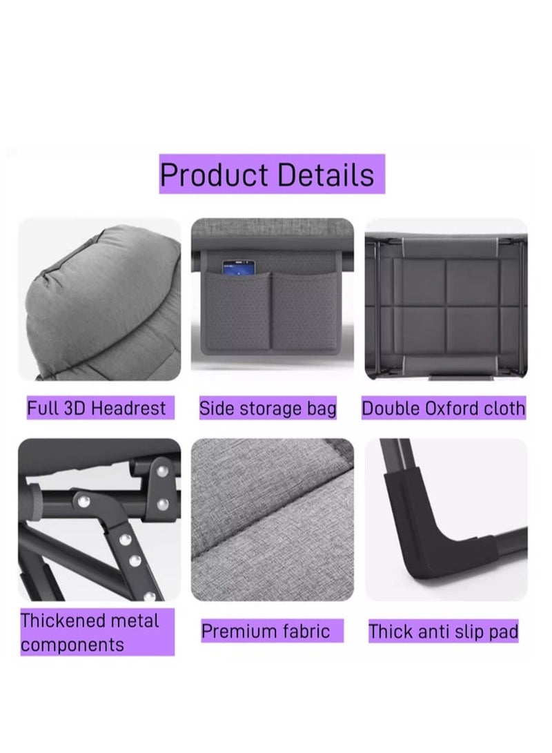 Folding Chair with Memory Foam Mattress, Folding Camping Bed with Cushion & Pillow, Duty Outdoor Indoor Office Bed, Portable Foldable Guest Beds - Image 5