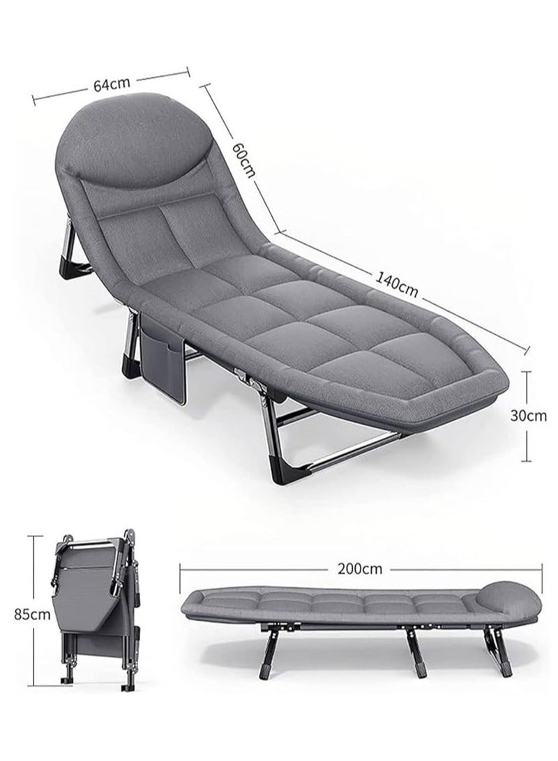 Folding Chair with Memory Foam Mattress, Folding Camping Bed with Cushion & Pillow, Duty Outdoor Indoor Office Bed, Portable Foldable Guest Beds - Image 3