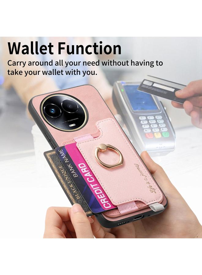 S-TOP Case For Realme 11 5G Global Retro Magsafe Cross Leather Ring Holder Card Bag Phone Case - Image 4