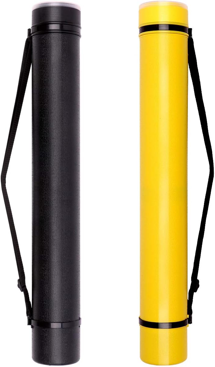 TRANSON 2-pack Durable Poster Storage Tube with Straps 24"-40" Extendable for Blueprints, Artwork, Maps, Posters - Image 1