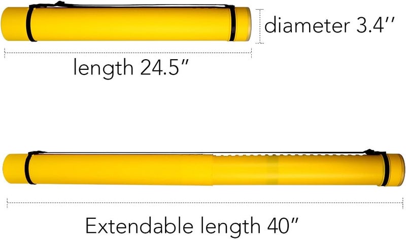 TRANSON 2-pack Durable Poster Storage Tube with Straps 24"-40" Extendable for Blueprints, Artwork, Maps, Posters - Image 2