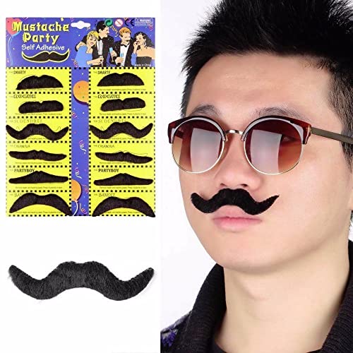 RR Design Cotton Blend Stick-On Mustache (Set Of 12)-Black/Fake Mustache - Image 4
