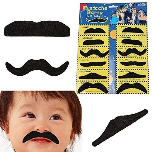 RR Design Cotton Blend Stick-On Mustache (Set Of 12)-Black/Fake Mustache - Image 2