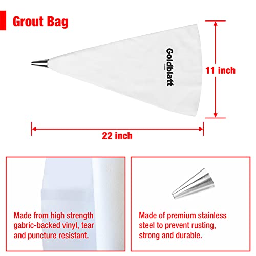 Goldblatt 4 Pieces Tile Grout Masonry Mortar Bag Set, Includes 3 Pieces Tear Puncture Resistant Grout Bag & 1 Piece Brick Jointer for Tile Installation Work - Image 2