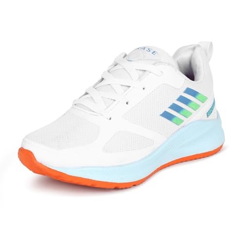 TRASE Kids Boys Sports Shoes | Running, Walking, All Day Casual Wear with Hook & Loop Design (White-Seagreen, 12 UK) - Image 1