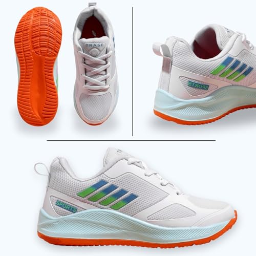TRASE Kids Boys Sports Shoes | Running, Walking, All Day Casual Wear with Hook & Loop Design (White-Seagreen, 12 UK) - Image 5