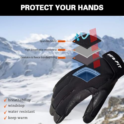 Intra-FIT Climbing Gloves Rope Gloves for Cold Weather, Fleece Liner, Perfect for Rappelling Rescue Rock/Mountain Climbing - Image 4