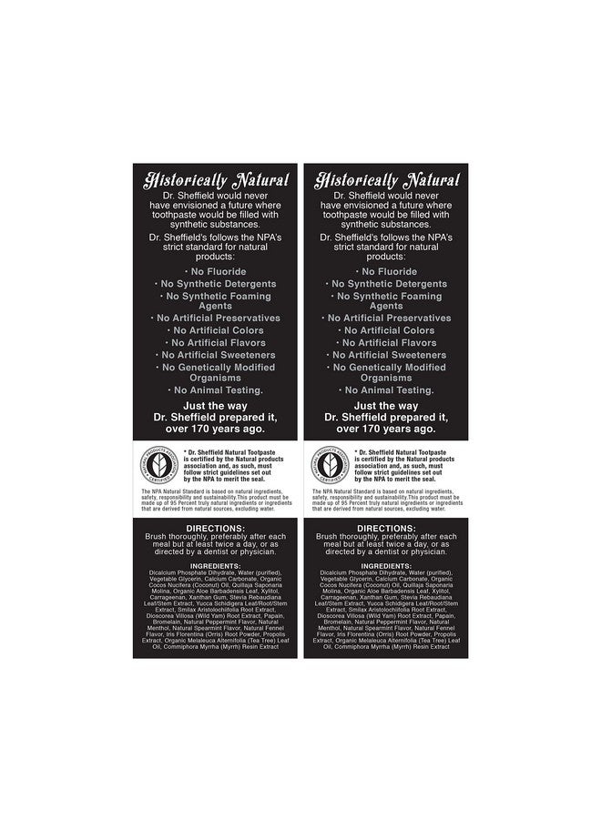 Dr. Sheffield's Dr. Sheffield’s Certified Natural Toothpaste (Extra-Whitening) - Great Tasting, Fluoride Free Toothpaste/Freshen Your Breath, Whiten Your Teeth, Reduce Plaque (2-Pack) - Image 2