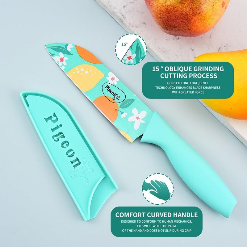 Pigeon Edge Flora Kitchen Knife 5 Inch | Stainless Steel | Blue Handle - Image 2