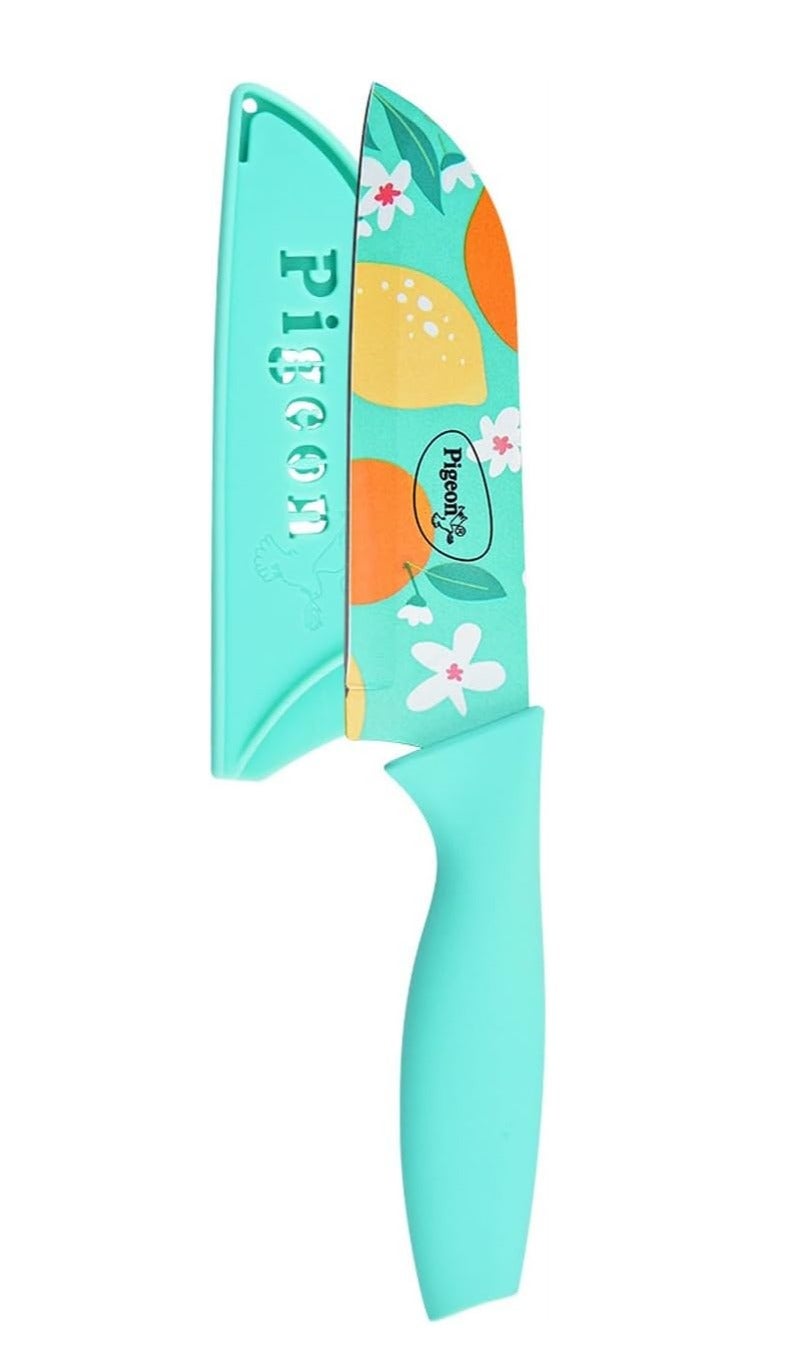 Pigeon Edge Flora Kitchen Knife 5 Inch | Stainless Steel | Blue Handle - Image 1