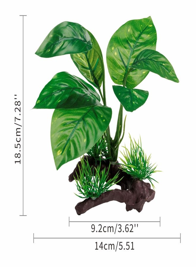 Moonorange Reptile Artificial Plants, Terrarium Plants Decorations Supplies, Aquarium Fish Tank Plant, Amphibian Habitat Hideout Tank Accessories (M Set-2pcs/F) - Image 2