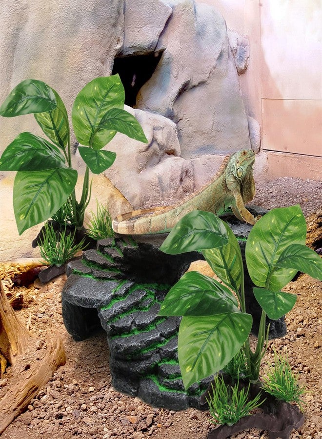 Moonorange Reptile Artificial Plants, Terrarium Plants Decorations Supplies, Aquarium Fish Tank Plant, Amphibian Habitat Hideout Tank Accessories (M Set-2pcs/F) - Image 3