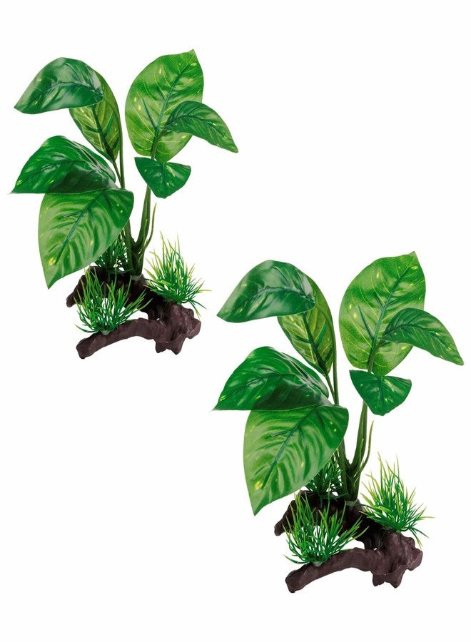 Moonorange Reptile Artificial Plants, Terrarium Plants Decorations Supplies, Aquarium Fish Tank Plant, Amphibian Habitat Hideout Tank Accessories (M Set-2pcs/F) - Image 1