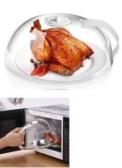 Microwave Splatter Cover for Food, Clear Microwave Splash Guard Cooker Lid, Large Microwave Plate Cover with Handle Steam Vents, BPA-Free, for Food Guard Lid Plate Cover
