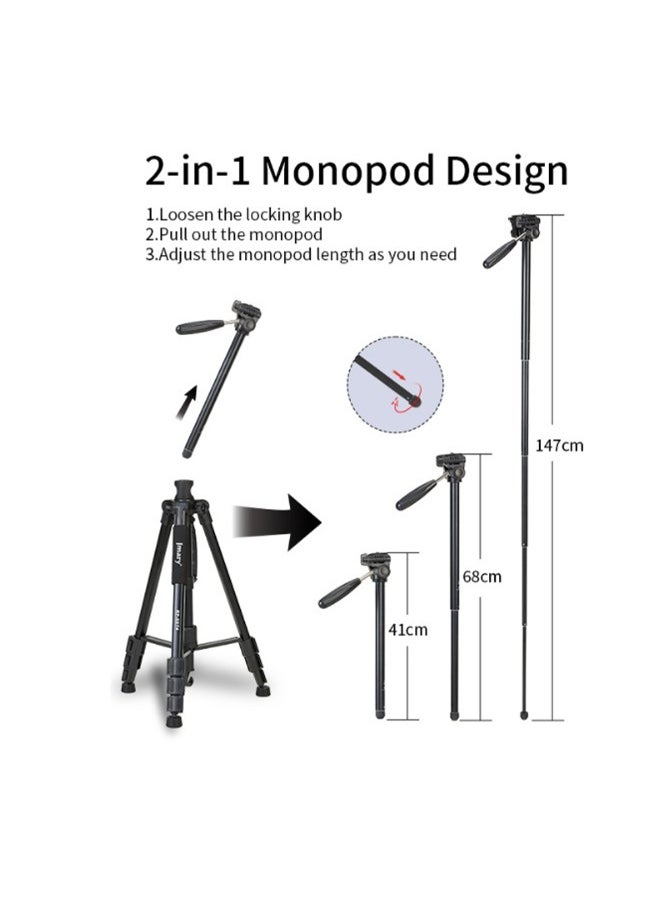 Professional Versatile Tripod KP-2274 , High-quality camera stand with height up to 176.5 cm, 360° rotation, convertible to monopod design, stable tripod base to hold up to 4 kg , Ideal for photography, videography, landscape, portraiture, and professional content , ​​Lightweight and portable