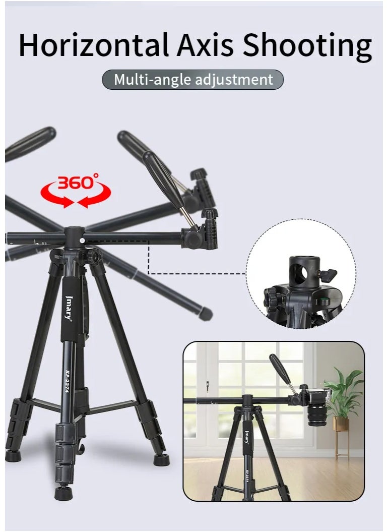 Professional Versatile Tripod KP-2274 , High-quality camera stand with height up to 176.5 cm, 360° rotation, convertible to monopod design, stable tripod base to hold up to 4 kg , Ideal for photography, videography, landscape, portraiture, and professional content , ​​Lightweight and portable