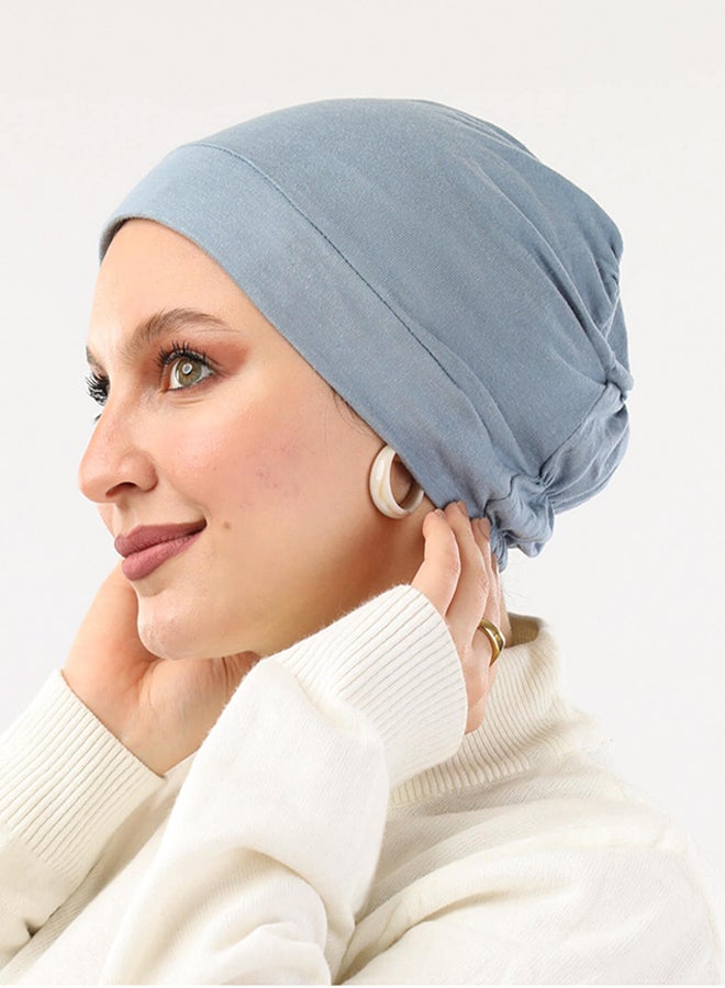Tie Shop - Cotton Elastic Bonnet - Baby Blue For Women