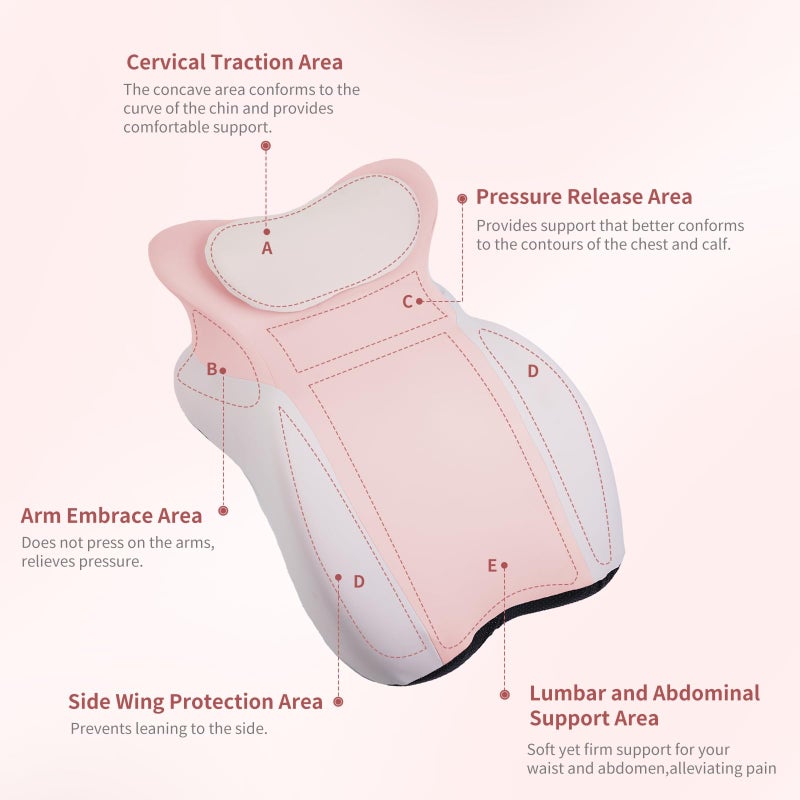 SKYTRAX COMF Adult Memory Foam Ergonomic Wedge Prone Pillow, Bed Pillow for Sitting Up, Back, Neck, and Leg Pain Relief, Anti Snoring, Ideal for Massage, Reading, Sleeping, with Removable Washable Cover, Pink - Image 3