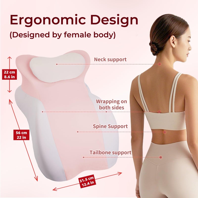 SKYTRAX COMF Adult Memory Foam Ergonomic Wedge Prone Pillow, Bed Pillow for Sitting Up, Back, Neck, and Leg Pain Relief, Anti Snoring, Ideal for Massage, Reading, Sleeping, with Removable Washable Cover, Pink - Image 5