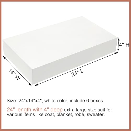 Mefleet 24x14x4 Inches Extra Large Gift Boxes with Lids 6 Pack Deep Coat Clothes Robe Blanket Sweater Box for Christmas Presents Holidays Birthday Gift Wrapping White - Image 3
