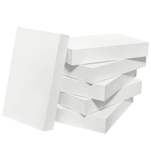 Mefleet 24x14x4 Inches Extra Large Gift Boxes with Lids 6 Pack Deep Coat Clothes Robe Blanket Sweater Box for Christmas Presents Holidays Birthday Gift Wrapping White - Image 1
