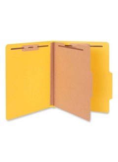 UNIVERSAL Bright Colored Pressboard Classification Folders 2" Expansion 1 Divider 4 Fasteners Letter Size Yellow Exterior 10 Box  - Image 2