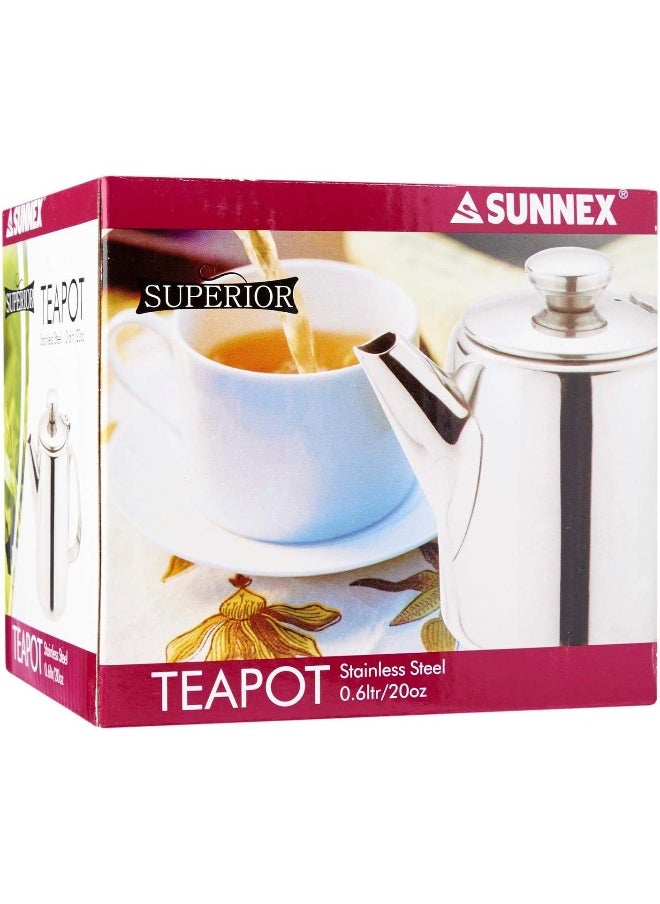 سنيكس إبريق شاي من الفولاذ المقاوم للصدأ من Sunnex 31331Q، سعة 0.6 لتر، فضي  - Image 2