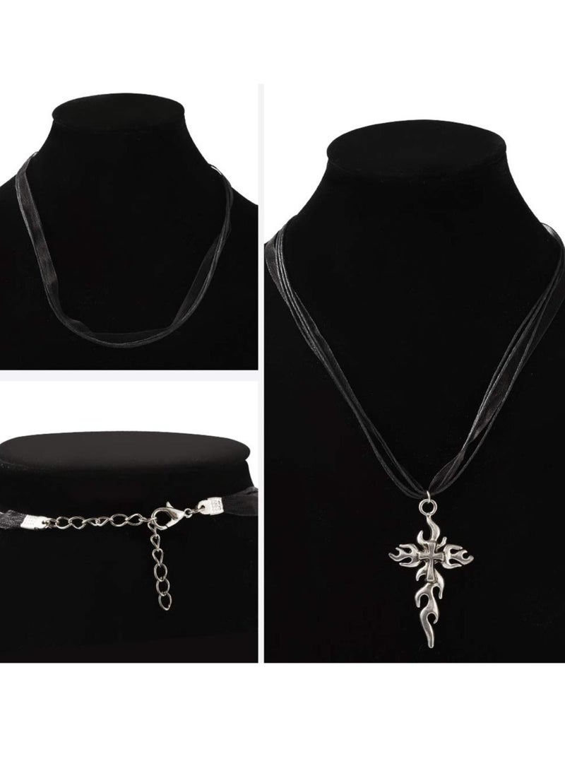 10 Pcs 17 Inch Black Organza Ribbon Necklace Cord for Jewelry Making with Silver Lobster Clasp and Extender Chain - Image 5