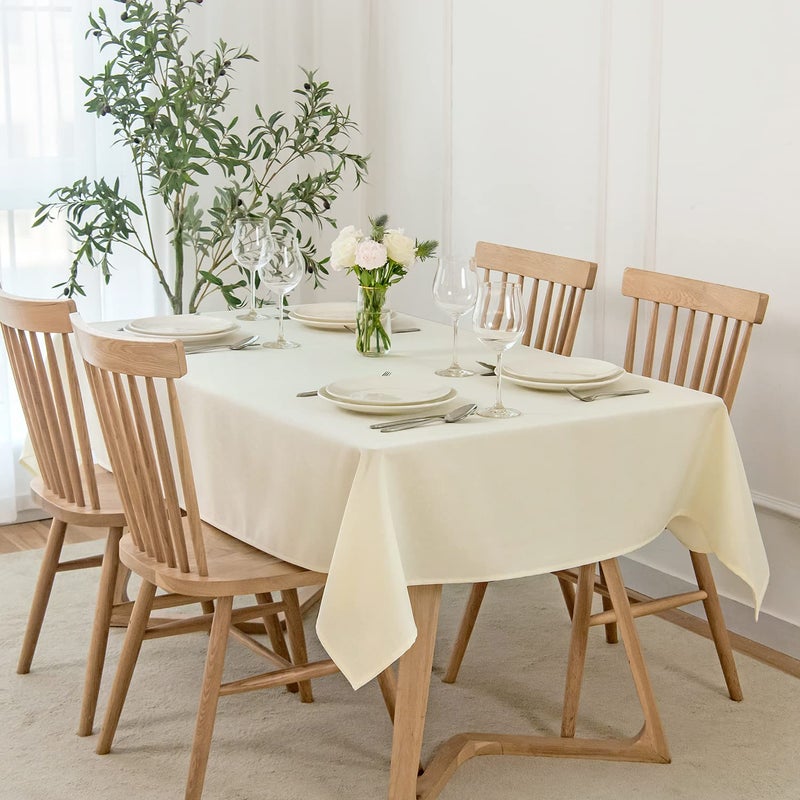 maxmill Faux Linen Texture Tablecloth Stain Resistant Waterproof Wrinkle Resistant Washable Table Cloth Fabric Table Cover for Dining Room Indoor and Outdoor Use Rectangle 60 x 120 Inch Ivory