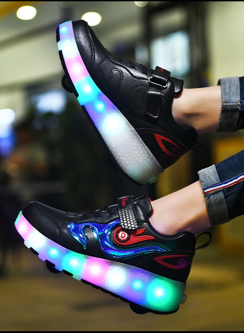 Sharpdo Roller Shoes USB Charge Girls Boys Sneakers with Wheels LED Roller Skates Shoes - Image 3