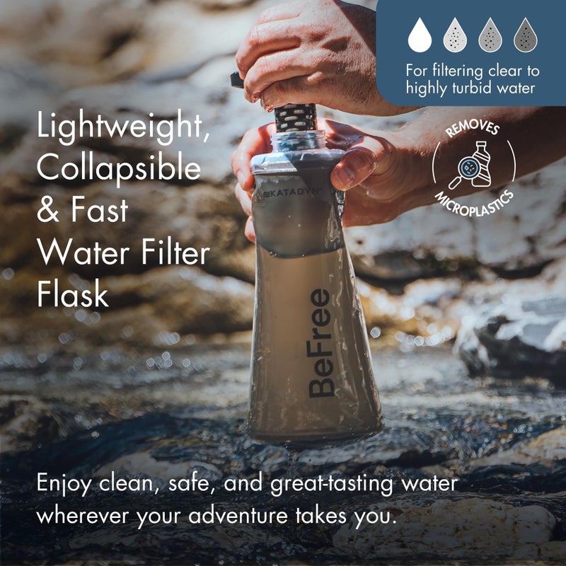 Katadyn BeFree AC 1L Soft Water Filter Bottle in Black  Double-Layer Ultralight & Collapsible Flask  Activated Carbon Filter Improves Taste and Odors  Ideal for Hiking  Sports  Travel  Emergency - Image 2