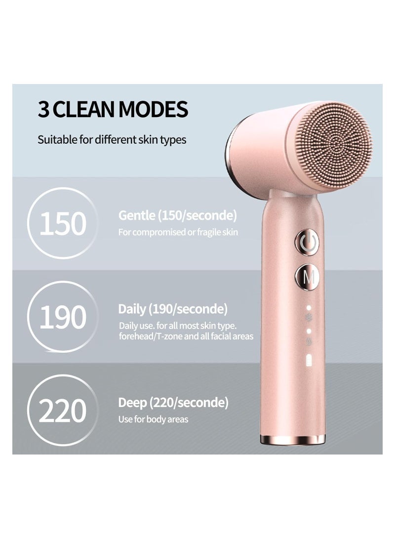 Captaintech Electric Face Scrubber, Electric Facial Cleansing Brush, Facial Cleansing Brush with Hot & Cold Compress, 6 Brush Heads, 3 Spin Speeds, Waterproof, for Cleansing, Exfoliating, Massaging - Image 4