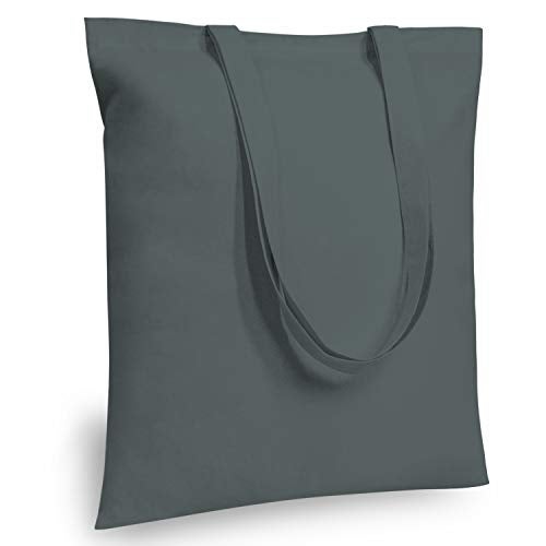 TOPDesign 6-Pack Economical 16"x15" Grey Cotton Tote Bag, Lightweight Medium Reusable Grocery Shopping Cloth Bags, Suitable for DIY, Advertising, Promotion, Gift, Activity - Image 1