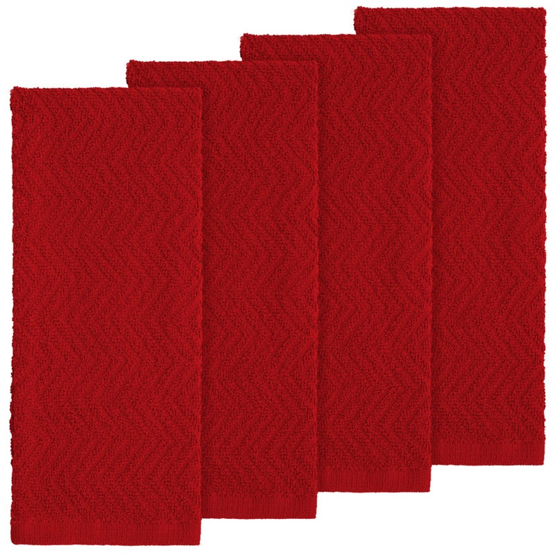 DecorRack 100% Cotton Kitchen Towels, 15" x 25" Absorbent Dish Towels [Premium Quality 400 GSM] Red (Pack of 4) - Image 2