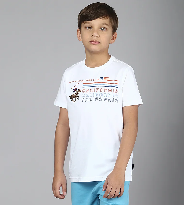 BEVERLY HILLS POLO CLUB Boys Typography Printed Cotton T-shirt
