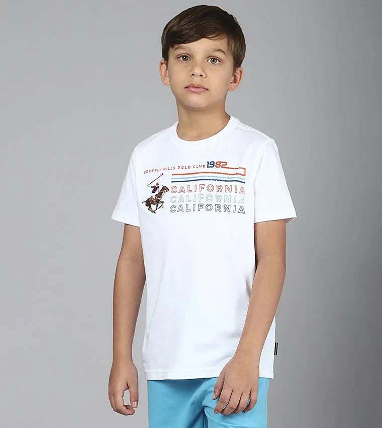 Boys Typography Printed Cotton T-shirt