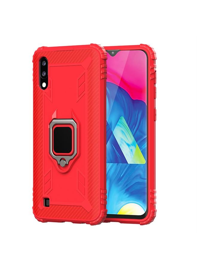 اس-توب جراب لهاتف Samsung Galaxy A10 / M10 مصنوع من ألياف الكربون مع حامل حلقي يدور 360 درجة - Image 2