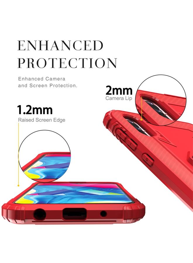 اس-توب جراب لهاتف Samsung Galaxy A10 / M10 مصنوع من ألياف الكربون مع حامل حلقي يدور 360 درجة - Image 3
