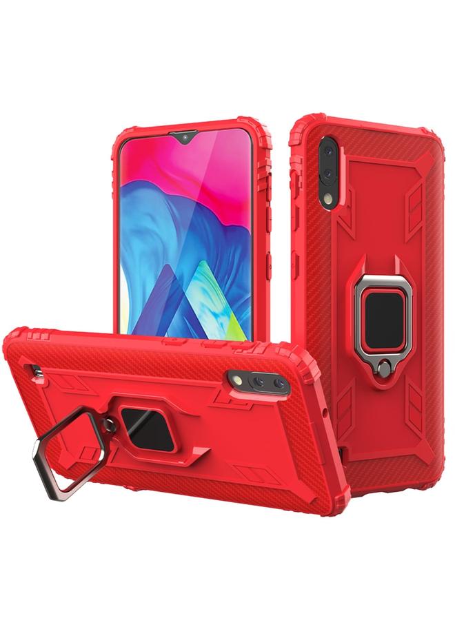 اس-توب جراب لهاتف Samsung Galaxy A10 / M10 مصنوع من ألياف الكربون مع حامل حلقي يدور 360 درجة - Image 1