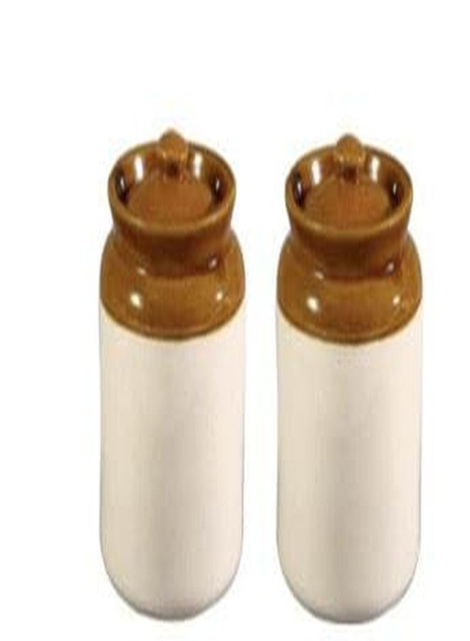 HAV CREATION Ceramic Pickle Jar with Lid – 1000 ml | Traditional Handmade Kitchen Storage Container for Pickles, Spices, Chutneys & Snacks – Multicolor, 1 Piece | Ceramic Honey Pot brown and White - Image 2